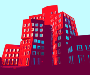 "red and scew", [Gehry Bauten, Düsseldorf], Format: 60x50 cm
